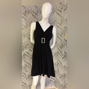 Suzy Shier Black Mini Dress with Buckle Detail, sleeveless size large
